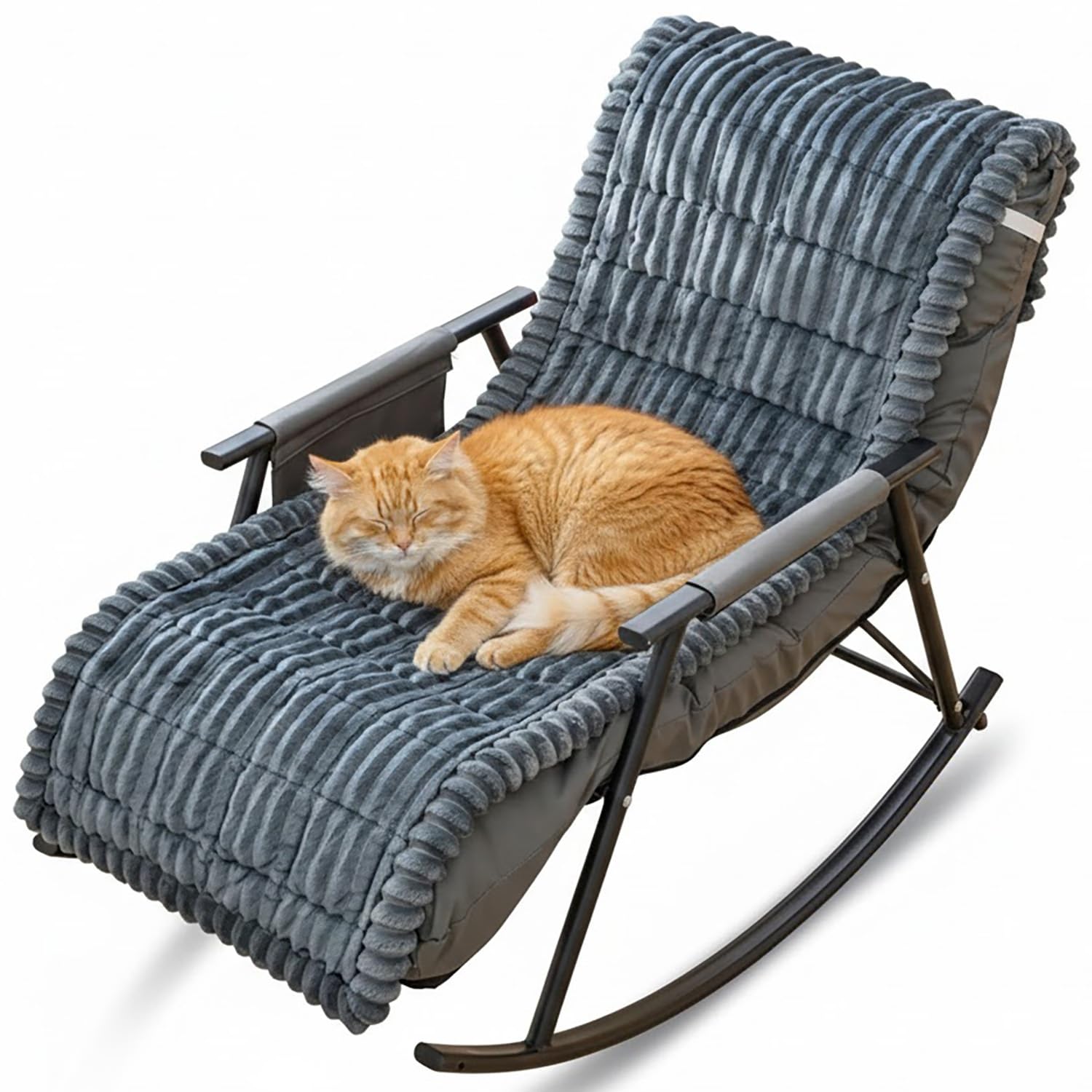 Copripoltrona Relax Antiscivolo, Telo per Sedia a Dondolo in Velluto a Coste Morbido, Protezione Divano Lavabile per Animali Cani Gatti, Cuscino Imbottito per Salotto Camera(Grigio scuro,70x180cm)