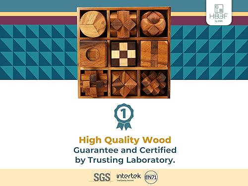 Miniatura 3 de Juegos divertidos para adultos rompecabezas de madera 3D rompecabezas de cerebro y juegos educativos en juego de 9 rompecabezas de madera a