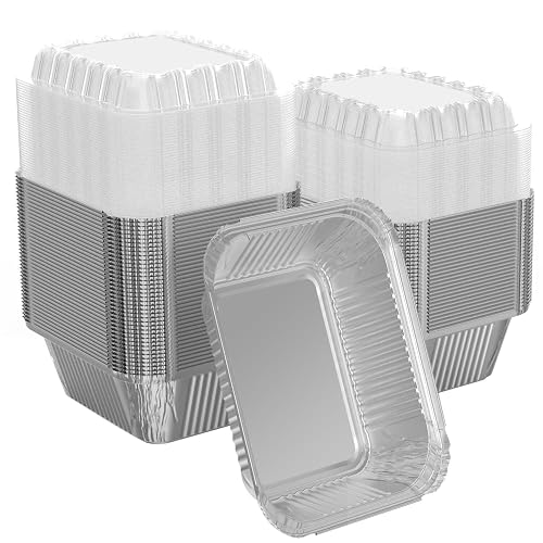 iHomeSet 1 lb Aluminum Foil Pan 16 oz with Clear Plastic Lids 25 Pack