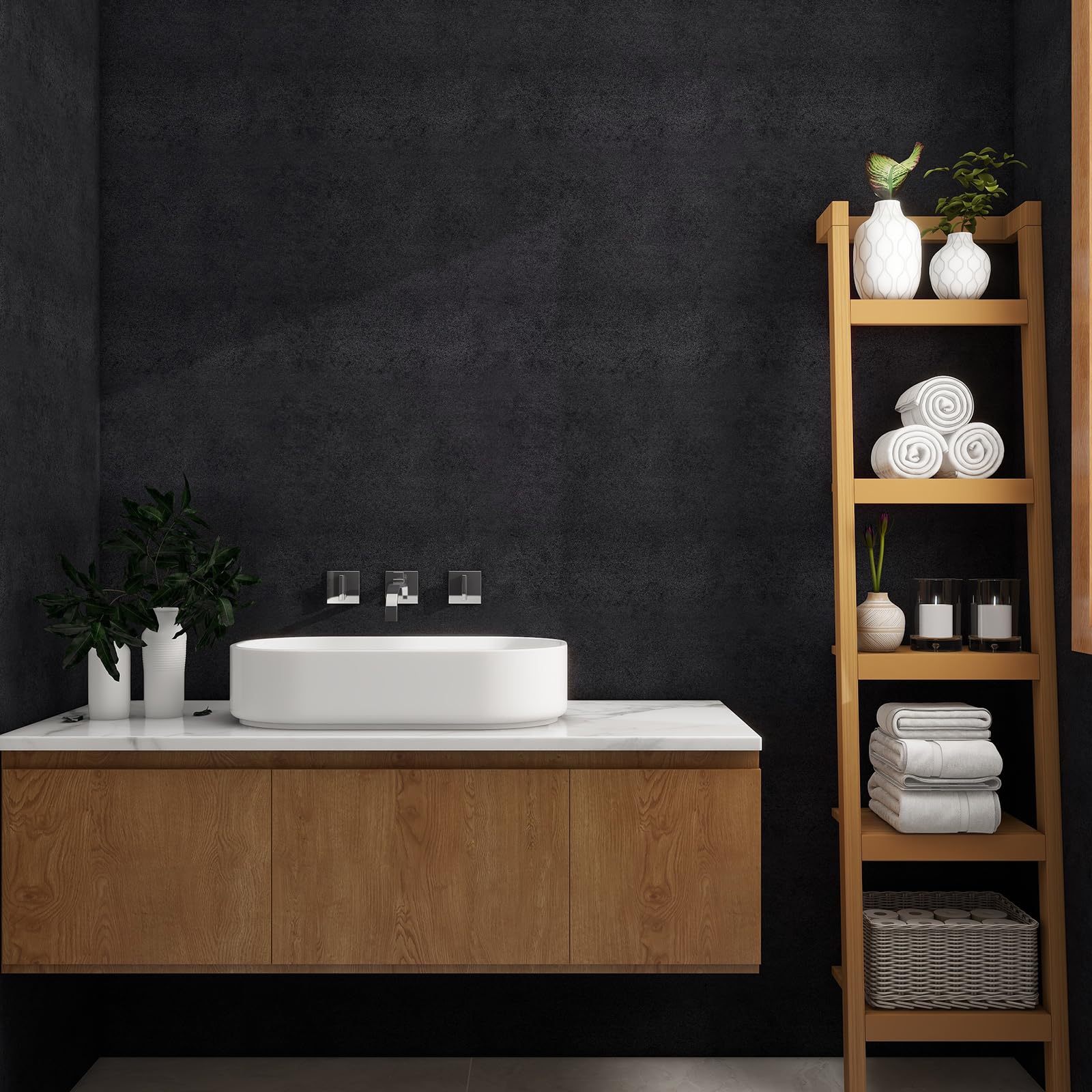Black Grey Concrete Wallpaper Peel and Stick Wallpaper Contact Paper 3D