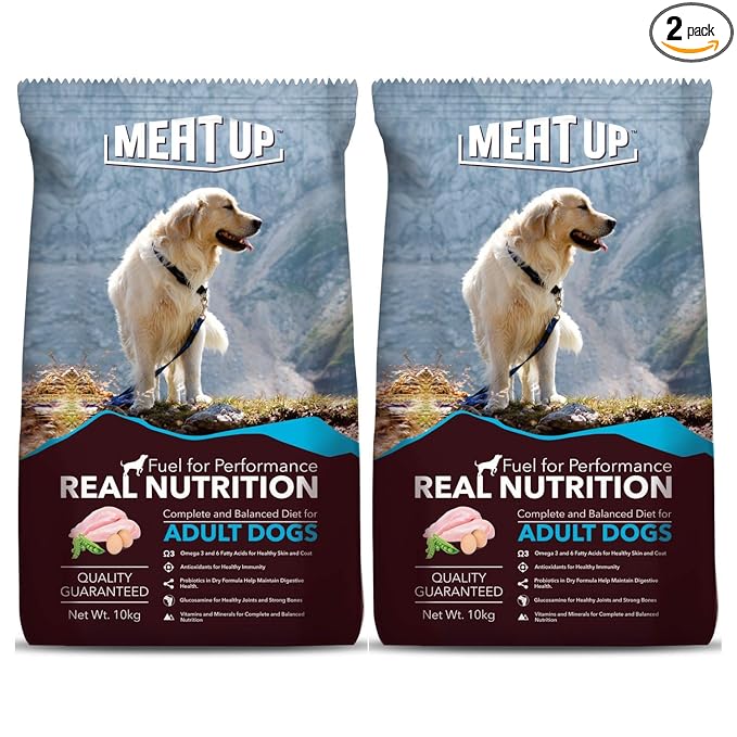 Meat Up Adult Dog Food, 10 kg (Buy 1 Get 1 Free)