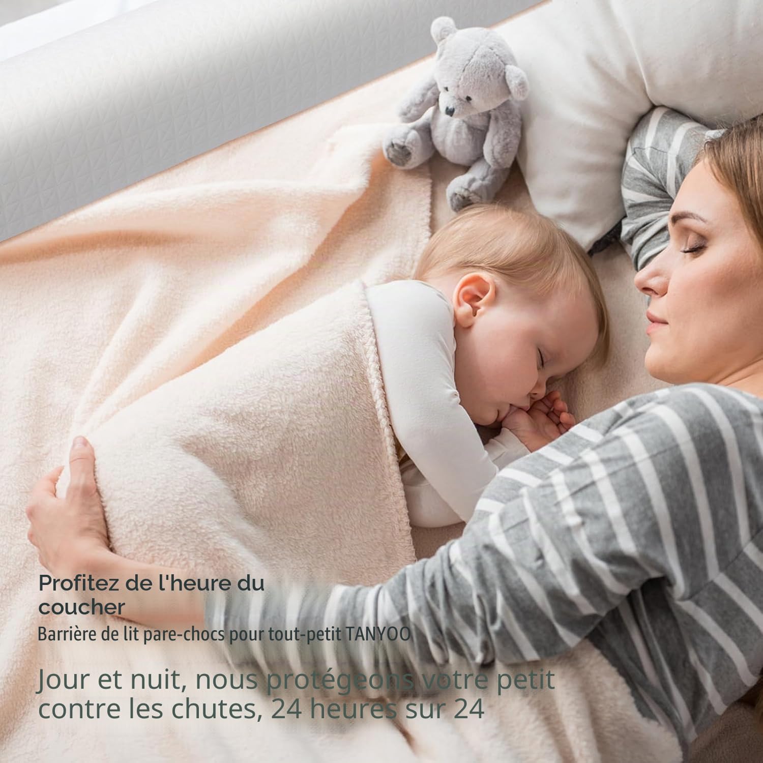 Barrière de lit pour lit d'enfant - avec Housse antidérapante et Lavable - Protection Contre Les Chutes - pour Tout-Petits, bébés, Adultes