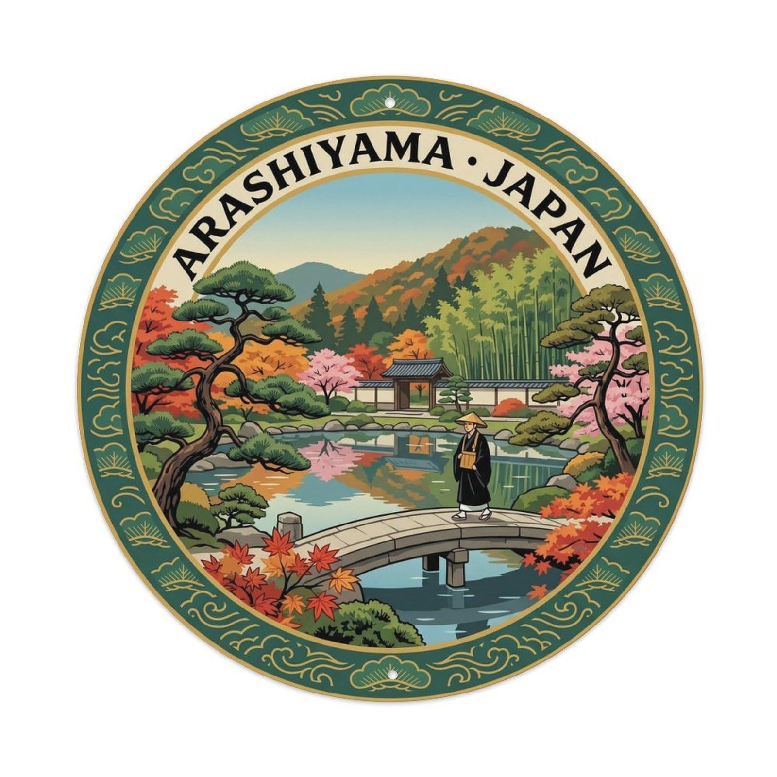 Kyoto Arashiyama Tenryu Ji Garden Pond City Landmark Metal Tin Sign