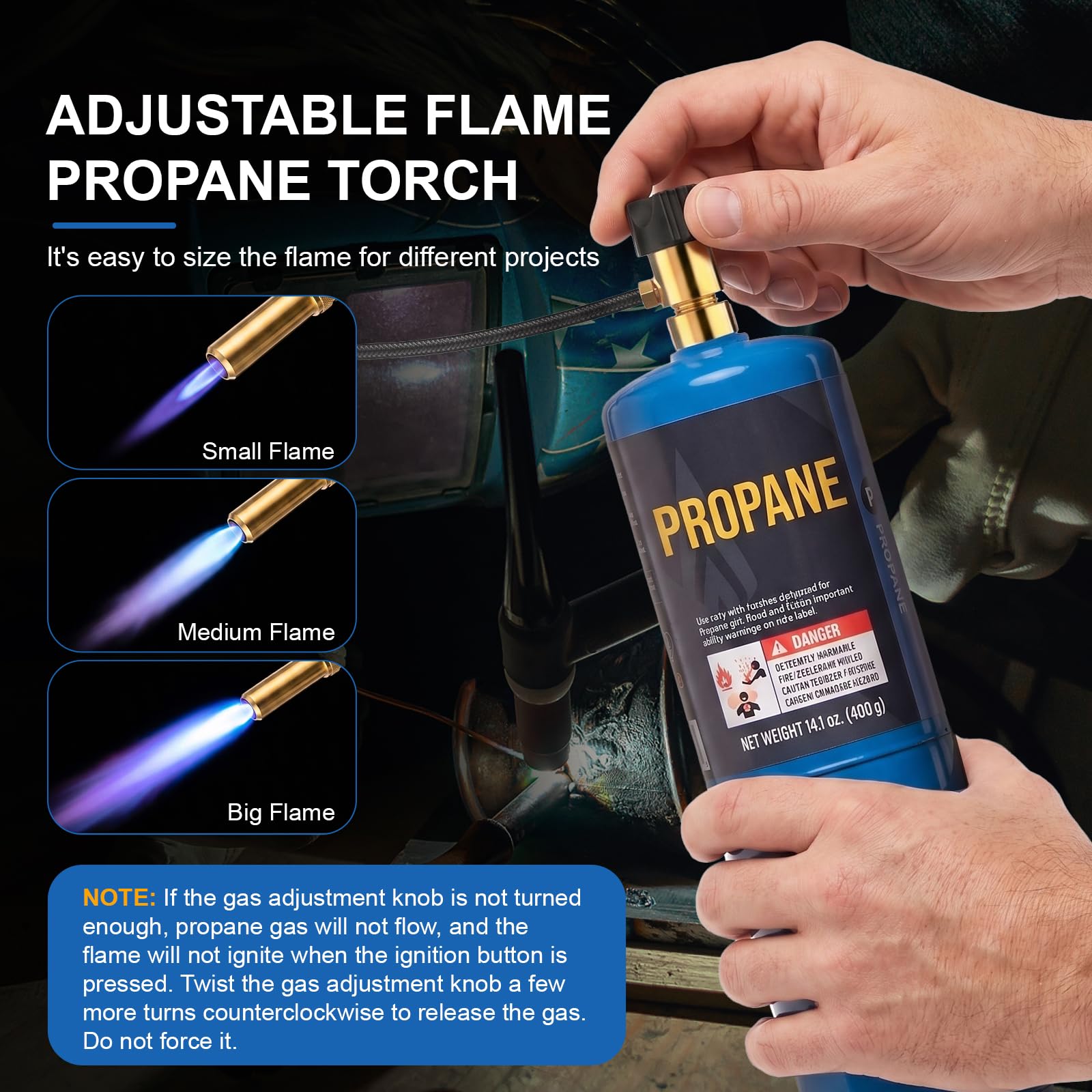Propane Torch Head with 5FT Hose, Trigger Start MAPP Gas Torch Kit with Cylinder Clip, High Intensity Welding Soldering Torch for Soldering, Brazing, Plumbing (Gas Tank Not Included)(13") — Amazon image 3
