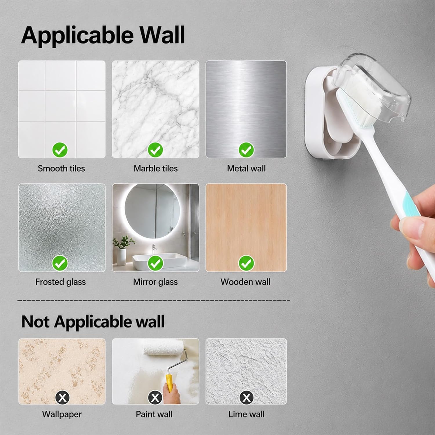 4 PCS Toothbrush Covers Caps, hanging toothbrush holder Wall Mounted Dustproof Toothbrush Head Protector Case for Bathroom Travel Camping Family (White)