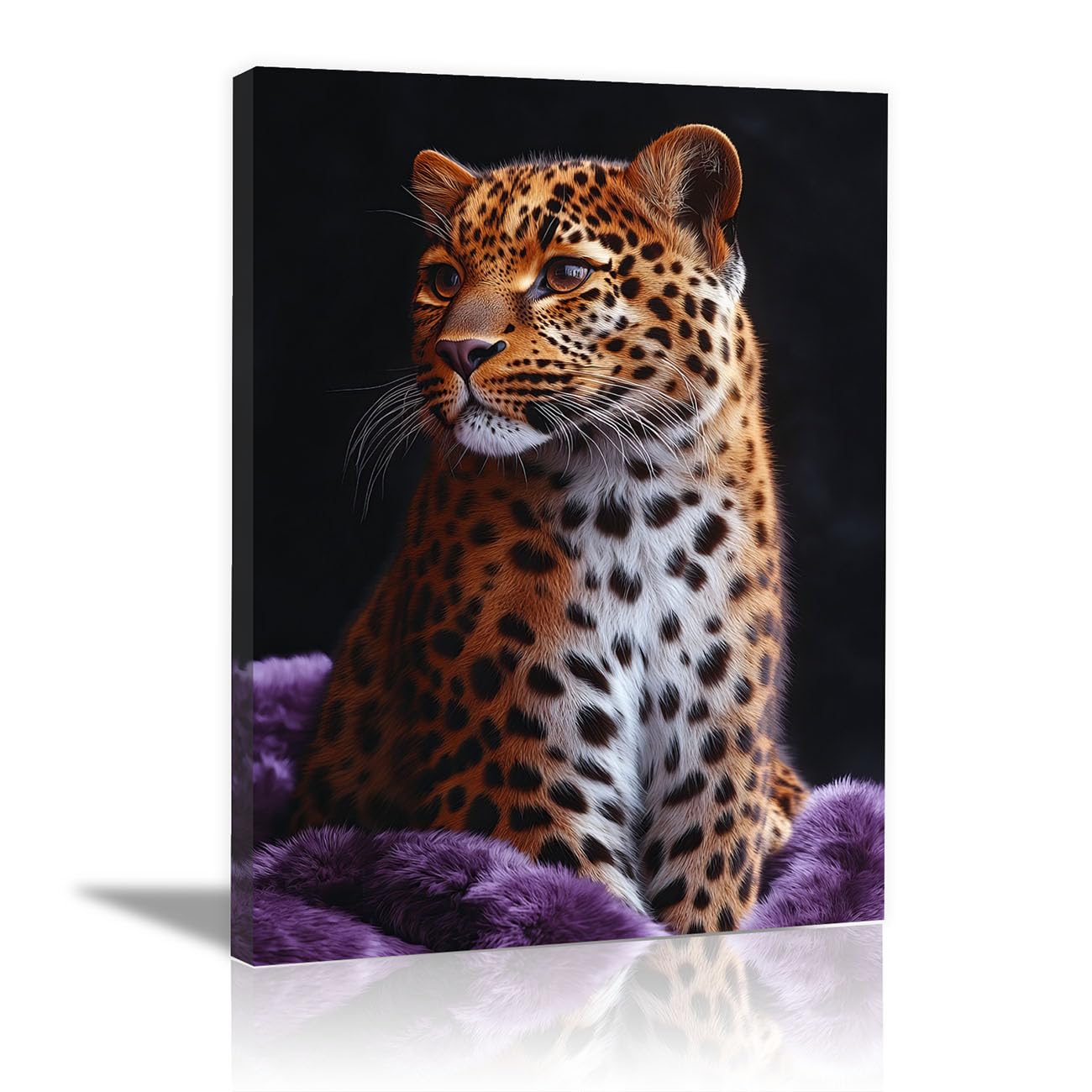 TODOAA Funny Animal Wall Art Print Poster Cute Modern Leopard Canvas Prints Painting Pictures - for Living Room Bedroom -Kitchen Home and Office Wall Decor(Brown 15)-20x30cm Framed — image 1