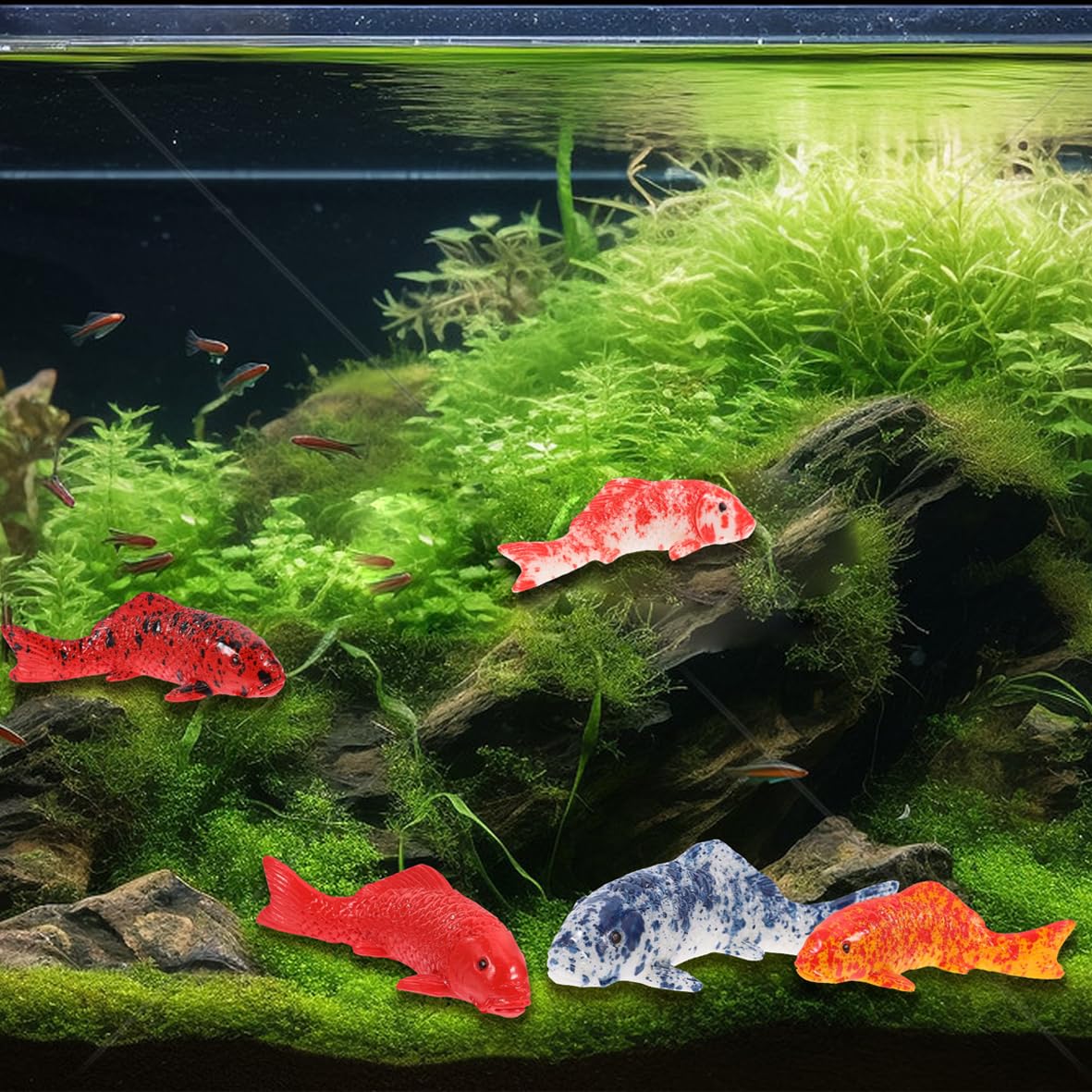 5 sztuk sztucznych pływających ryb, dekoracja stawu, akwarium, figurka ryby, sztuczne akcesoria do terrarium, dekoracja domu, na rynek, rekwizyty fotograficzne