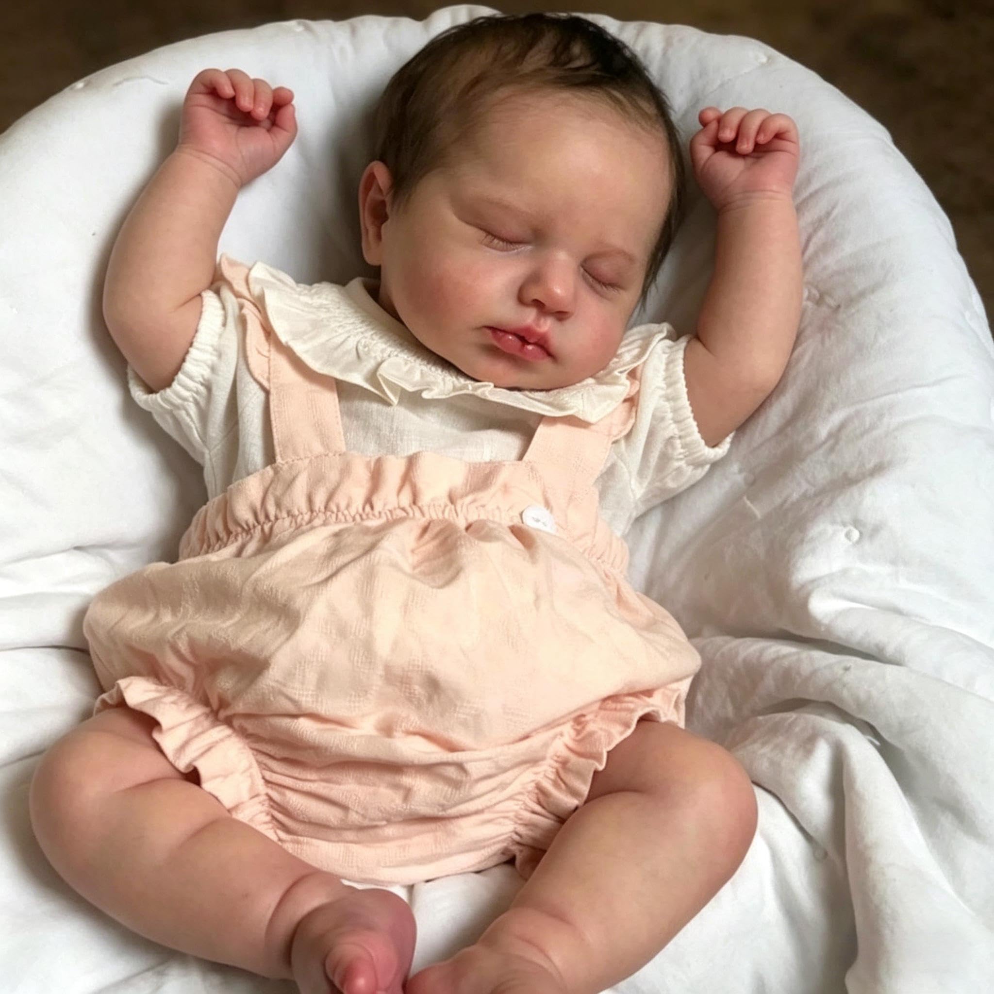 RXDOLL 50CM Reborn Baby Vollvinyl Lebensecht, Reborn Puppen Lebensecht Vollsilikon Baby Mädchen, Babypuppen Wie Echt, Echte Babypuppe, Vinyl Puppe Mit Haaren