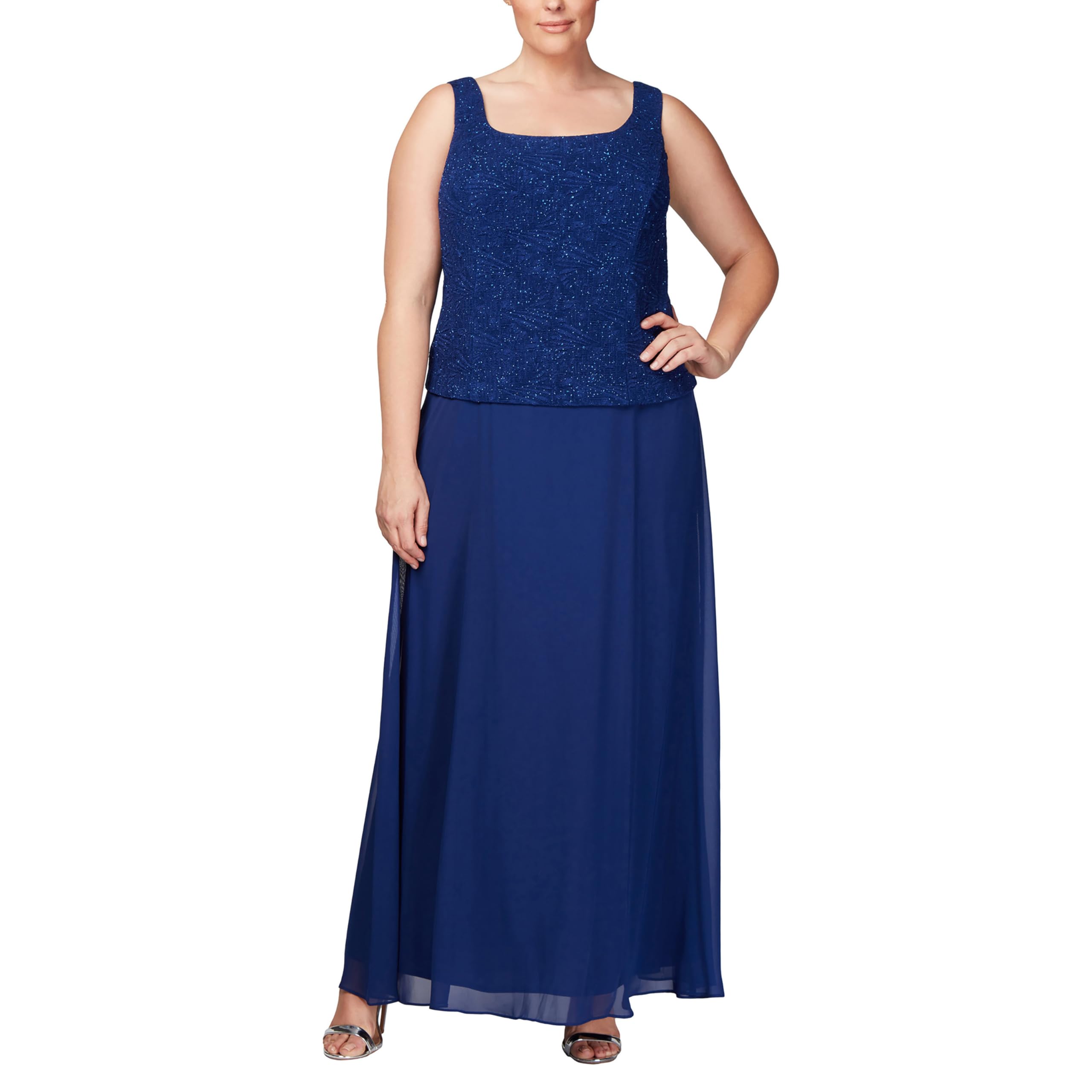Alex Evenings Sukienka na specjalną okazję Kobiety Plus Size Long Dress With Mandarin Neckline Jacket
