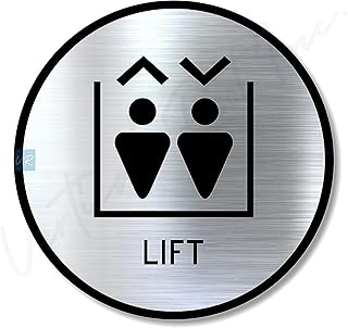 LIFT SIGN Sign/Sticker Premium Black Silver/Steel Acrylic Signage. Self Adhesive Tape (3M). Elevator Signage for Modern Interiors, Offices, Hotels, Mall, Apartments, etc.