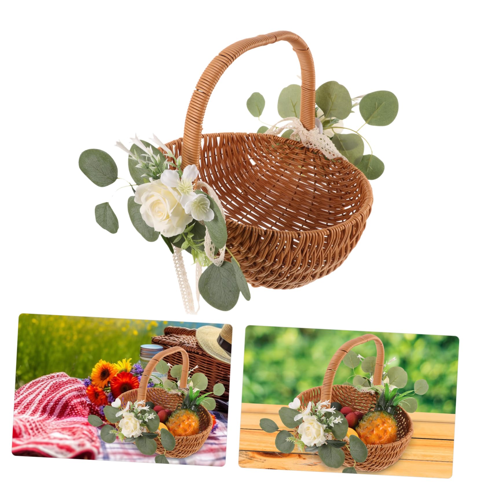 PRETYZOOM Cesta De Imitación para Almacenamiento De para Picnic y Decoración De Bodas Diseño Rústico y Práctico