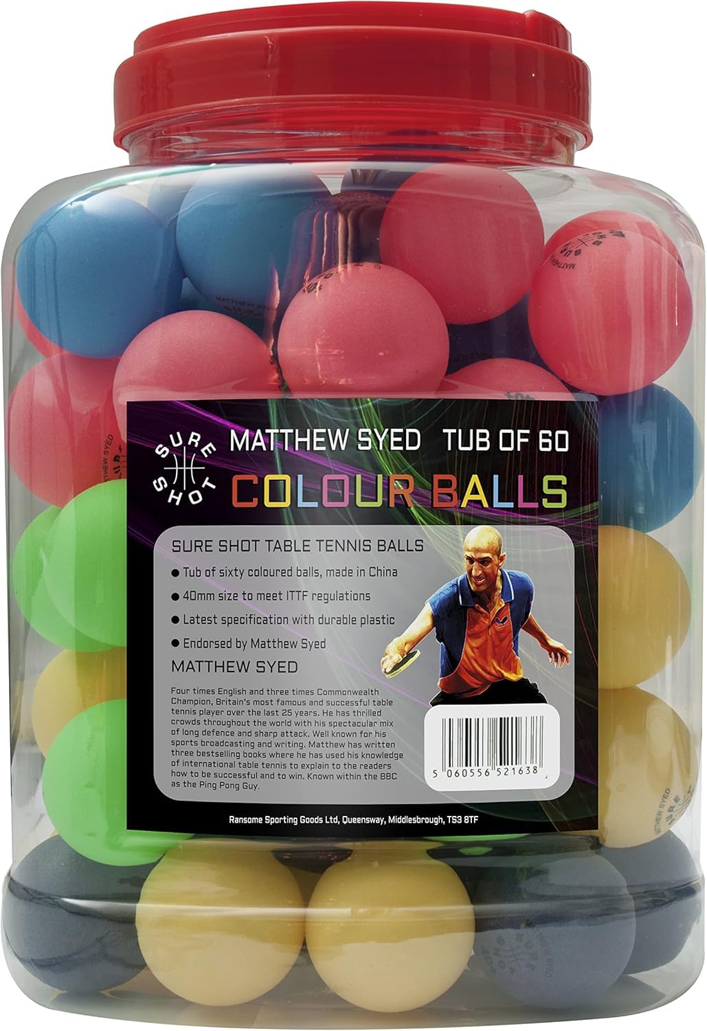 SURE SHOT - Matthew Syed 40 Plastica Ping Pong Palline Confezione Da 12