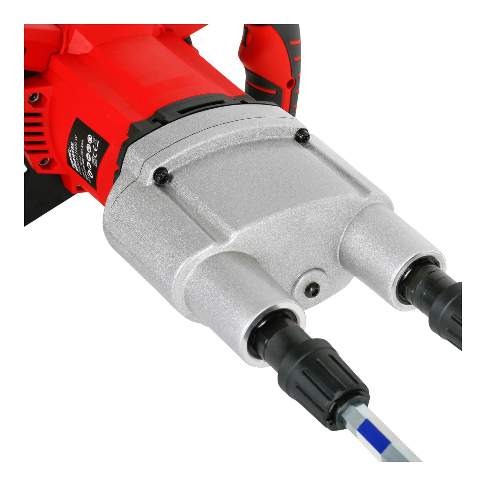 STIER Doppel Rührwerk RW240, Nennleistung: 1800 W, Nennumdrehungen: 200-480/300-750 rpm, Max. Mischvolumen: 120 l, zur Mischung von zähflüssiger Farbe, Mörtel, uvm, Mörtelrührer