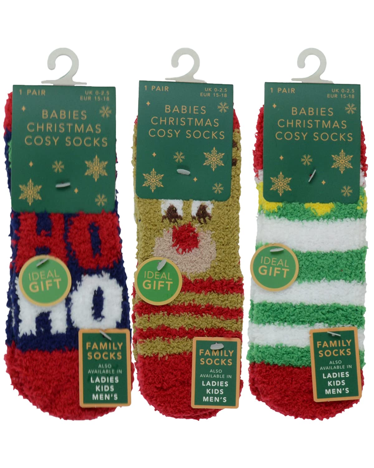 Undercover Unisex Kids Babies 3 Pairs Xmas Cosy Socks Sk844 (1 X Each) 0-2.5