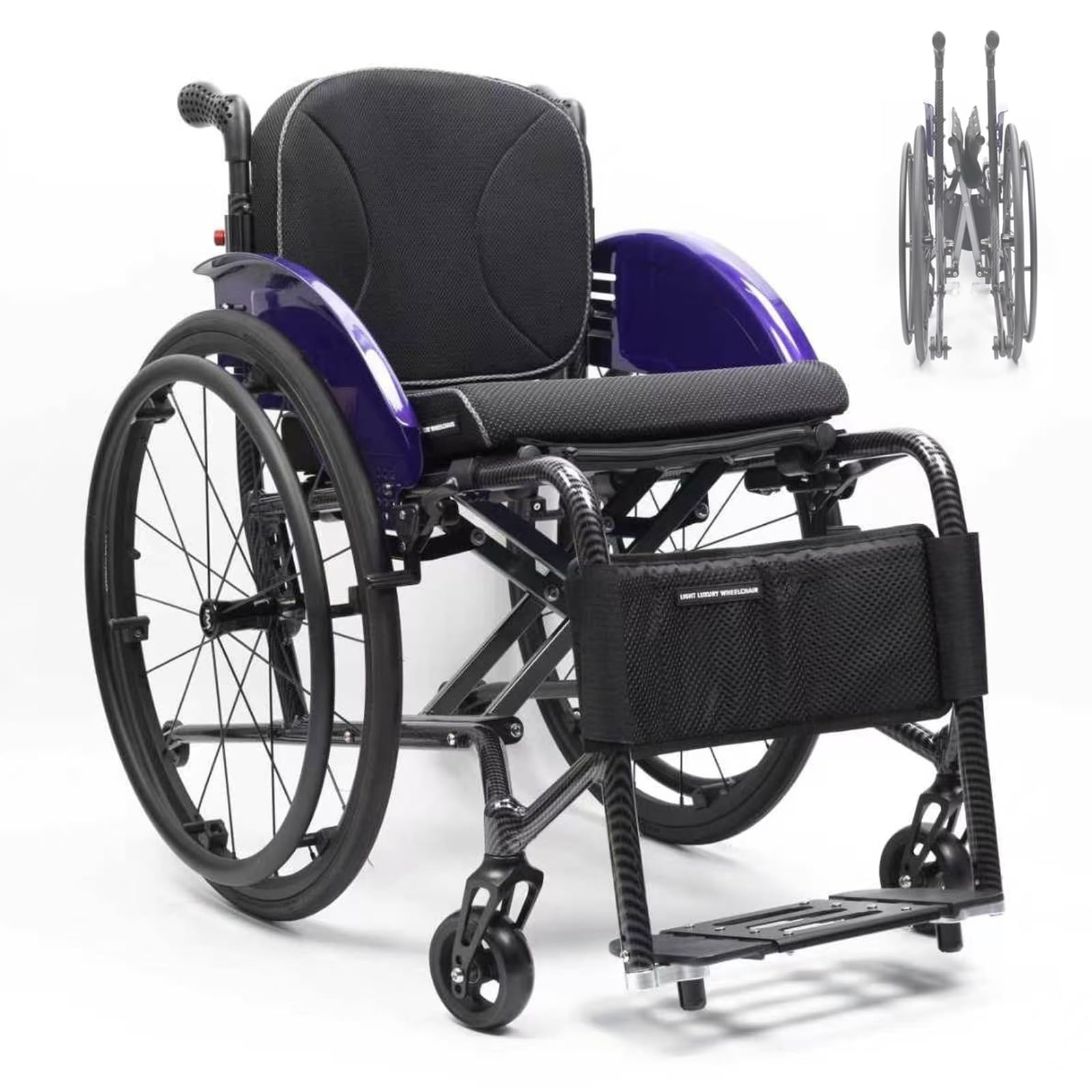 Sillas De Ruedas Deportivas for Adultos Silla De Ruedas De Transporte Muda Todo Terreno, Liviana, Plegable, Portátil, Aleación De Aluminio, Fácil Transporte Y Almacenamiento(44cm/17.3in)