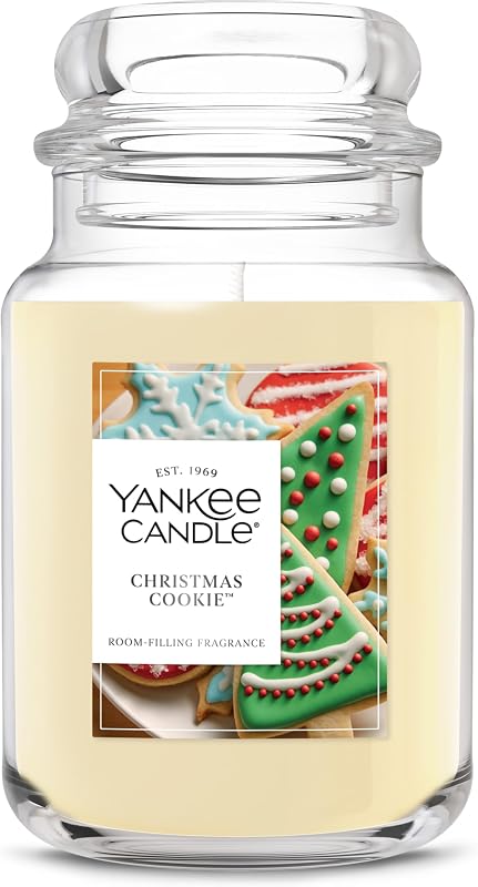 Yankee Candle Vela perfumada con forma de galleta navideña, frasco grande de 22 oz con hasta 150 horas de combustión, para regalar