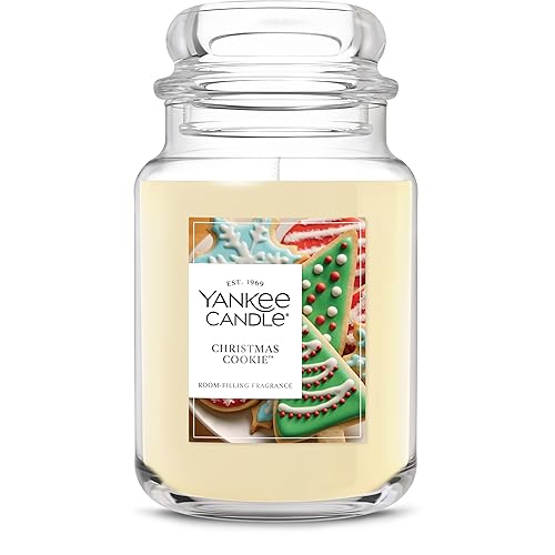 Yankee Candle Large Jar Scented Candle with up to 150 Hour Burn Time, Premium Plant Wax Blend for Cleaner Consistent Burn and Room Filling Fragrance, 22 oz, Christmas Cookie - Christmas Cookie - New Large Jar