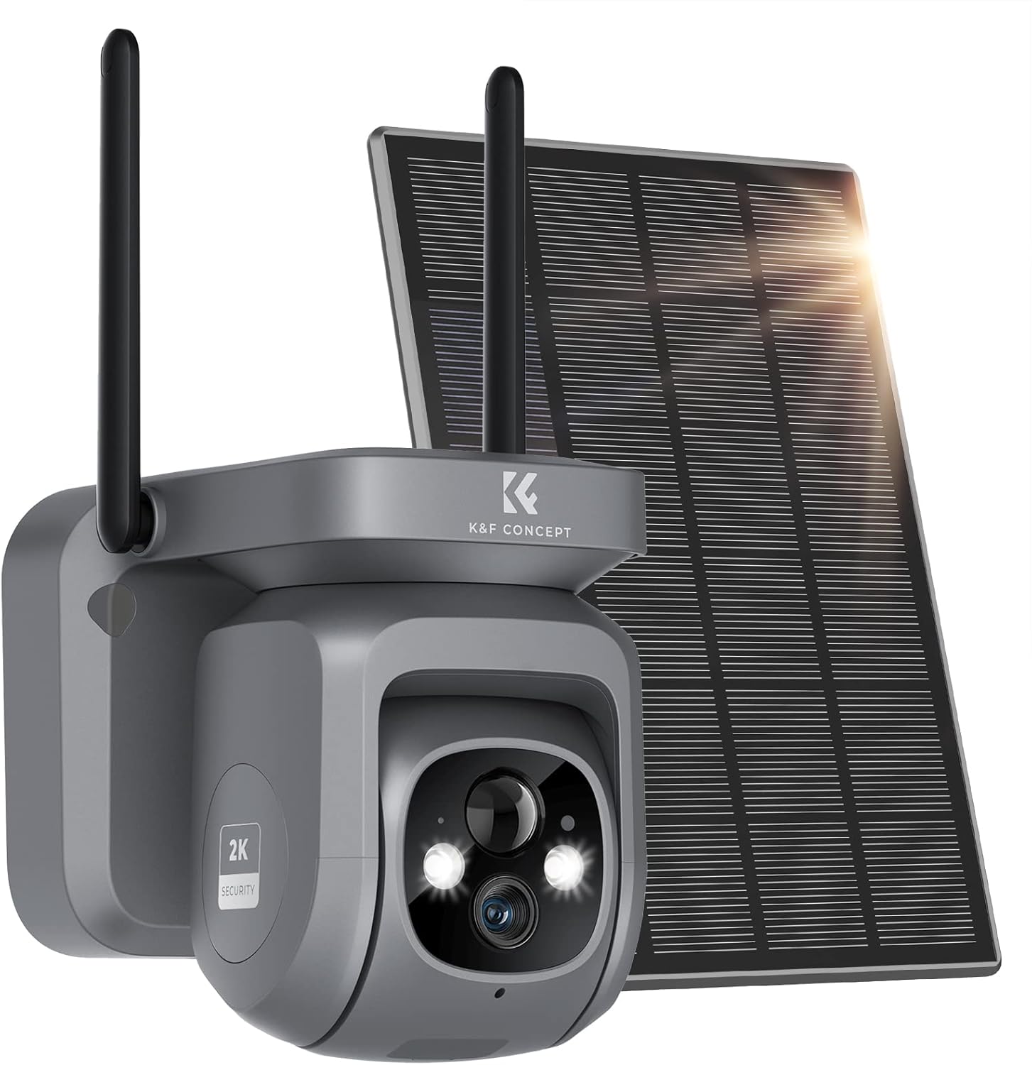 K&F Concept Überwachungskamera Aussen Akku, 2K Kamera Nachtsicht mit Spotlight, Outdoor Camera