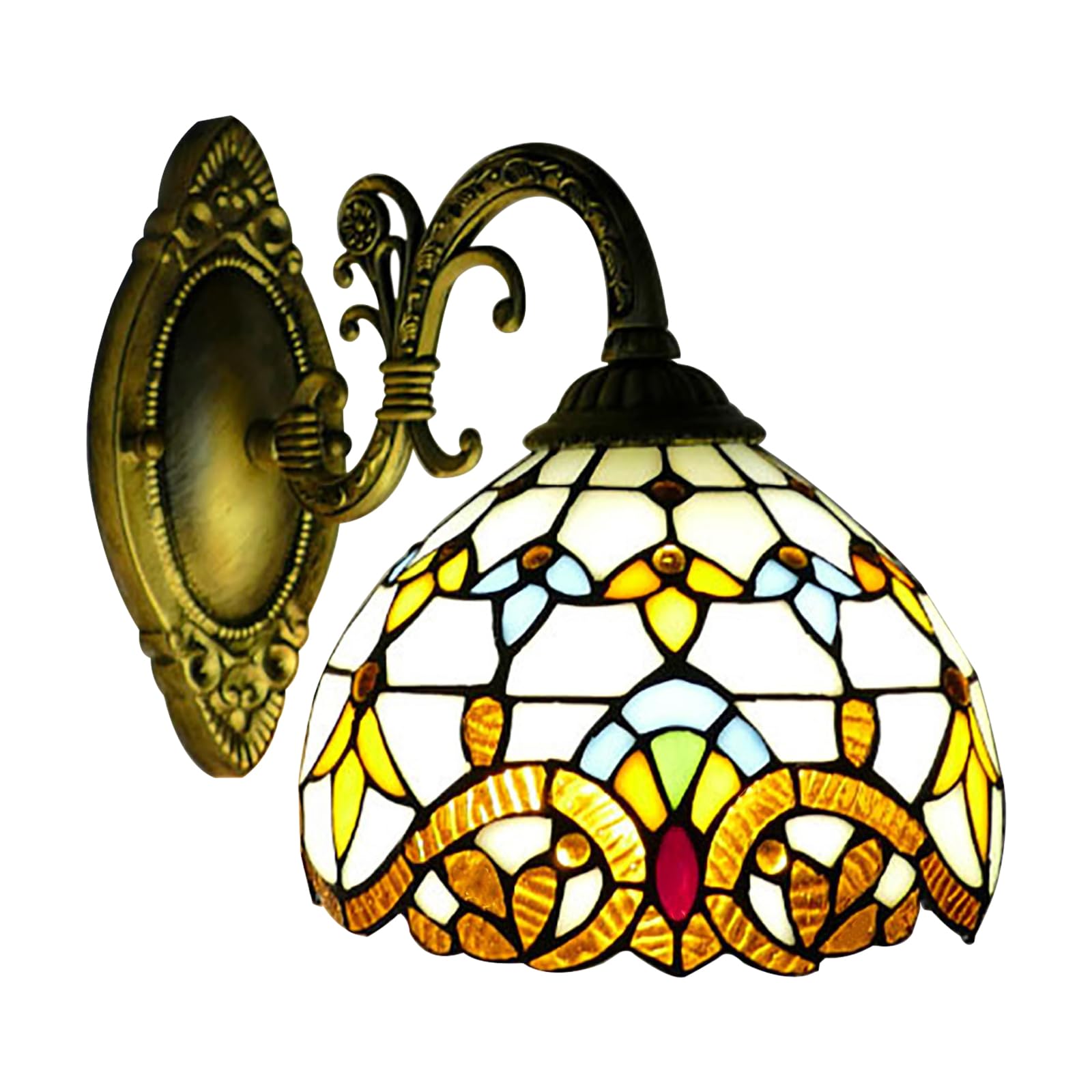 Tiardocge Tiffany Wall Lights, Stained Glass Wall Lamp, Bathroom Wall Sconce Light Retro Fixture, Antique Style Stained Glass Wall for Hallway