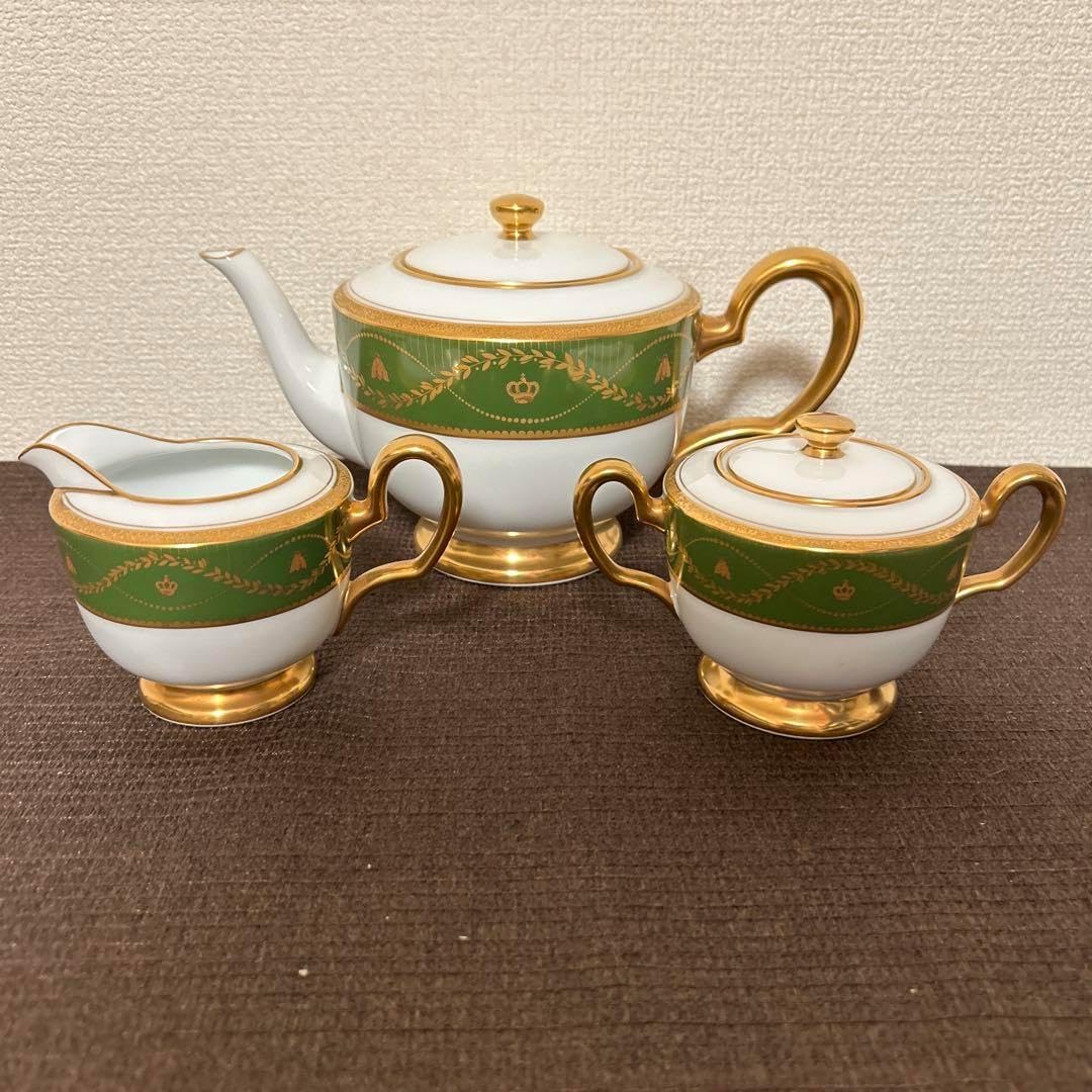 大倉陶園 ポット シュガーポット クリーマー 大倉陶園 ナポレオン ティーポット シュガーポット クリーマー 金彩金