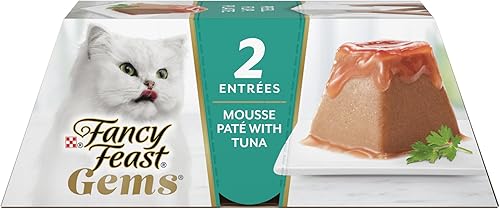 Fancy Feast Gems Pate - Mousse de comida para gatos con atún y un halo de salsa sabrosa para gatos, paquete de 8, cajas de 4 onzas