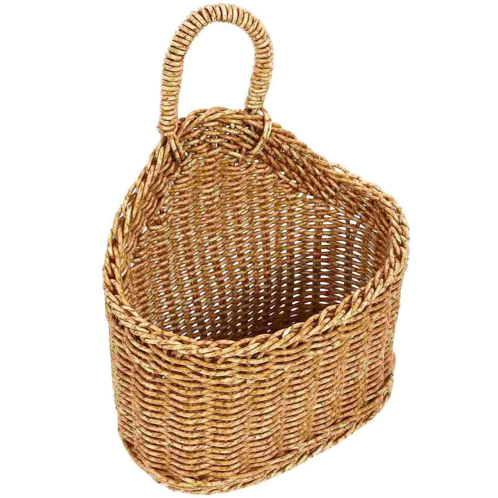 FZL02068LM Fruit Bowl Wall Hanging Fruit Baskets Storage Basket Woven Handmade Wicker Mounted for Bread Snack Veggies Versatile