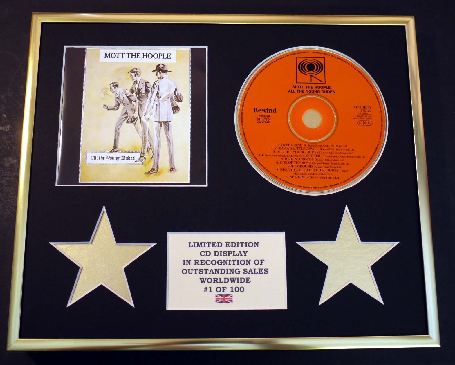 Limited Edition Cd Display Gold Mott The Hoople/Cd Display/Limited Edition/Coa/All The Young Dudes