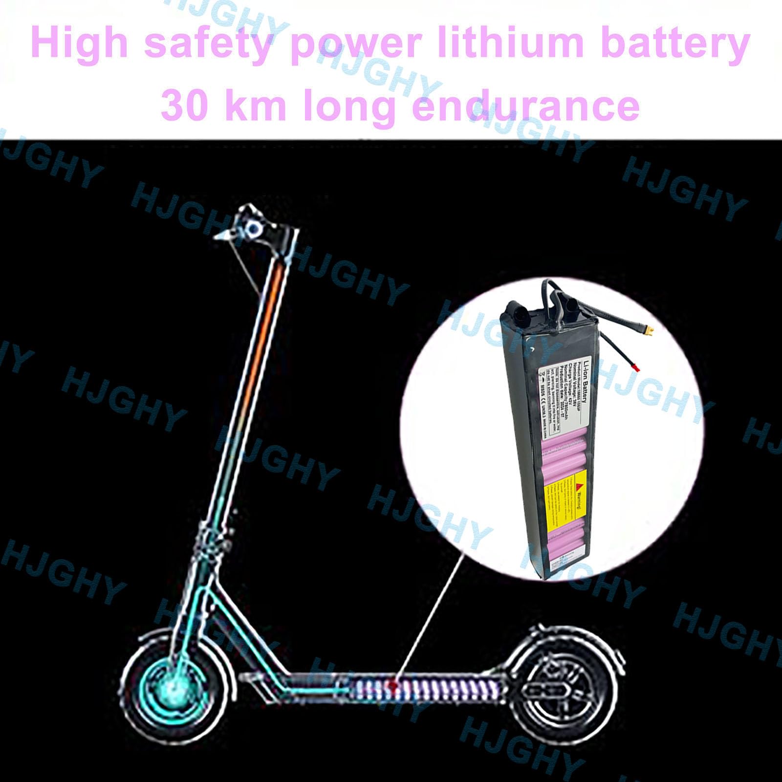 Batterie Lithium PVC 36 V 7,8 Ah pour Hoverboard, Batterie 7800 mAh pour Trottinette électrique avec connecteurs JST et XT30, Compatible avec Moteur 280 W du modèle M365.