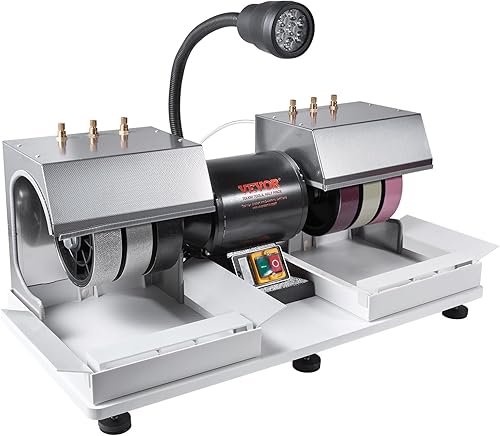 VEVOR Máquina de afilar, molinillo de roca lapidaria de 6" 14HP 1800rpm eficiente con lámpara y bomba de agua, máquina de facetado de gemas, máquina