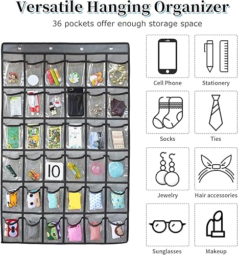 Miniatura 7 de Organizador de bolsillo de aula para calculadora de teléfono, organizador de bolsillo transparente para almacenamiento en el aula, organizador de