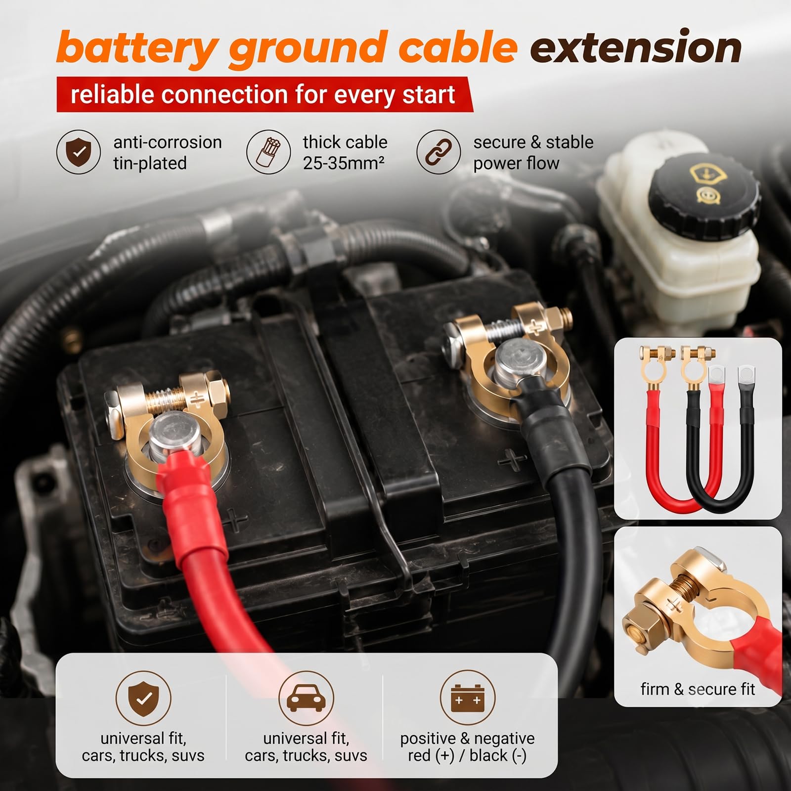 APOMOONS 2 Pezzi Cavi Inverter Batteria 2 AWG 30CM Cavo di Ricarica Batteria, Cavo Caricabatteria Conduttori Rosso e Nero con Terminali ad Anello, Cavo Batteria per Camion Moto Marina, Solare, Campe APOMOONS 2 Pezzi Cavi Inverter Batteria 2 AWG 30CM Cavo di Ricarica Batteria, Cavo Caricabatteria Conduttori Rosso e Nero con Terminali ad Anello, Cavo Batteria per Camion Moto Marina, Solare, Campe