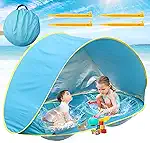 Barraca de Praia, Barraca de Praia Dupla, Sombra, Piscina E Proteção UV (Azul), Tenda de Praia, portátil E Automática Instantânea, Fácil de Dobrar E Estourar
