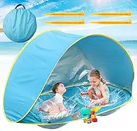 Barraca de Praia, Barraca de Praia Dupla, Sombra, Piscina E Proteção UV (Azul), Tenda de Praia, portátil E Automática Instantânea, Fácil de Dobrar E Estourar