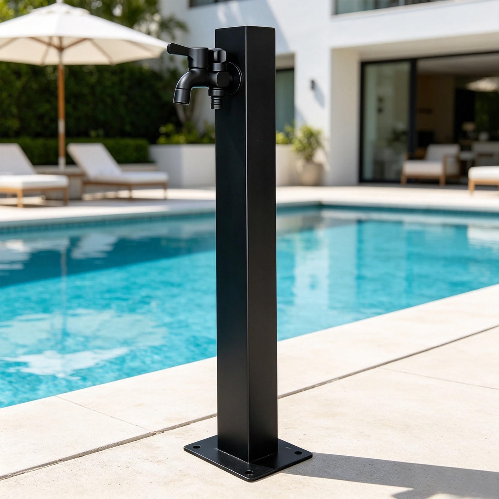 Freeze Proof Outdoor Faucet Column, Modern Stainless Steel Poolside Standing Water Tap Yard Hydrant for Villa Courtyard Deck - 60/95cm Tall