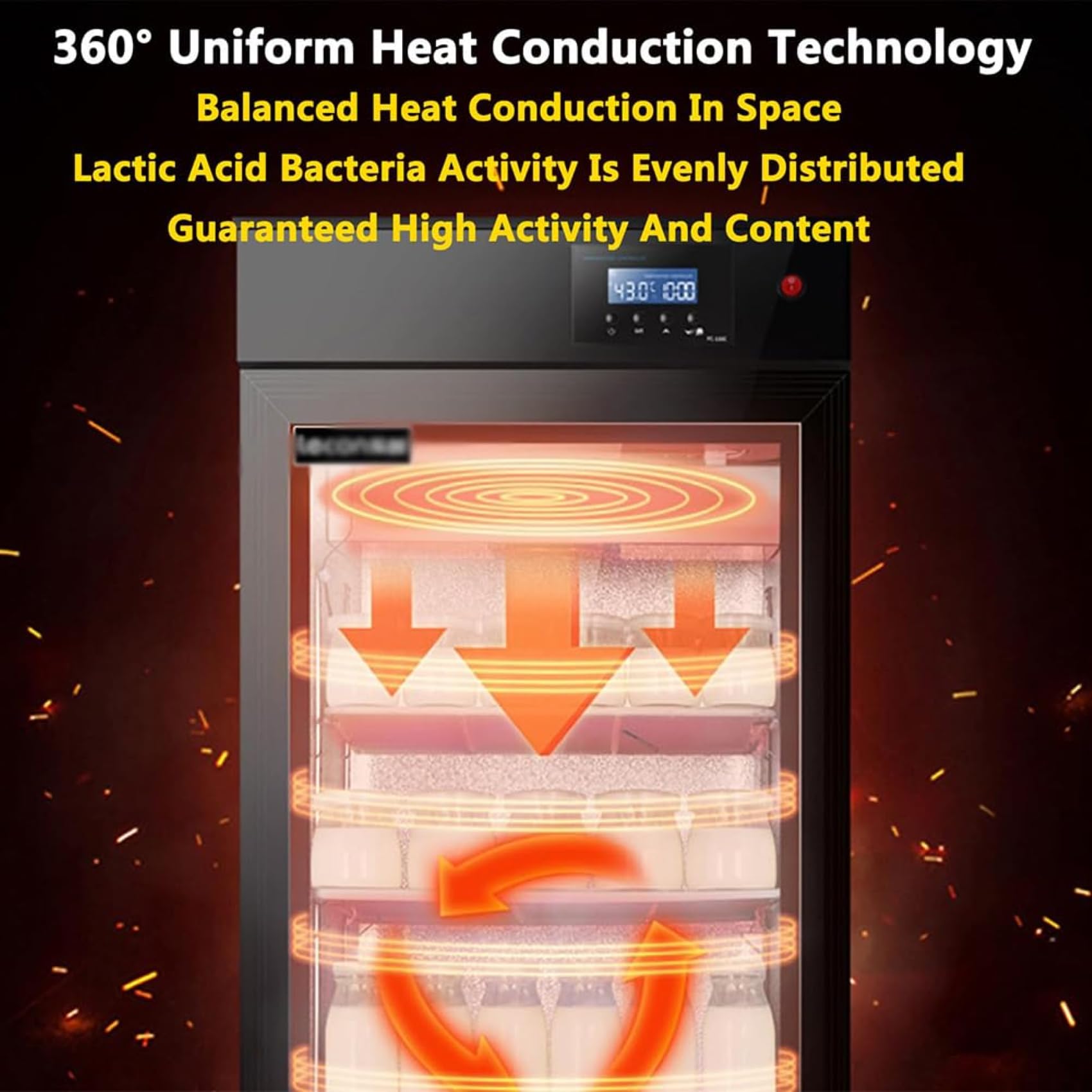 Máquina de fermentación de 100 L, máquina automática de yogur con refrigeración, ciclo de 360°, calor ajustable de 30 a 60 °C, refrigeración de 2 a 10 °C para uso doméstico y comercial