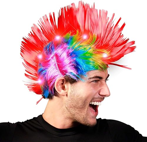 Miniatura 2 de FlashingBlinkyLights Punk Rock Mohawk Light Up Wig with Blinking Red LEDs
