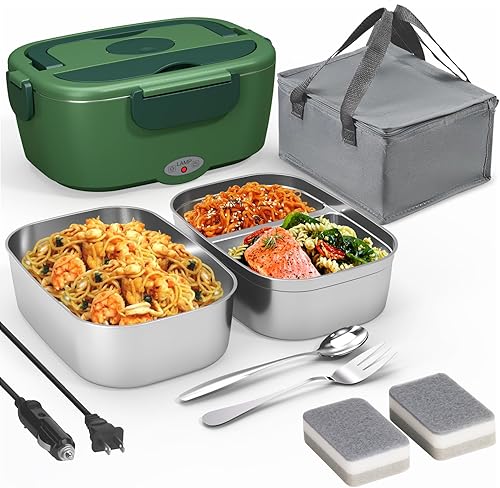 Miniatura 7 de Fiambrera Eléctrica para Adultos – Fiambrera de Calentamiento Rápido de 80W para Hombres y Mujeres con Contenedores Dobles de Acero Inoxidable de