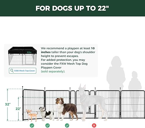 Miniatura 44 de FXW Rollick - Corralito para perros para patio, campamento con casa rodante, patentado, 50 pulgadas, 8 paneles