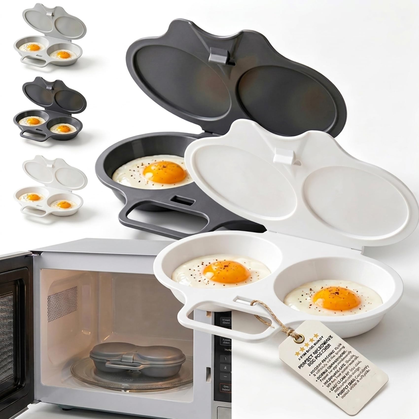 Stedwell Egg Poacher - 2PC Microwave Cooker with Handle for Breakfast，2PC-A