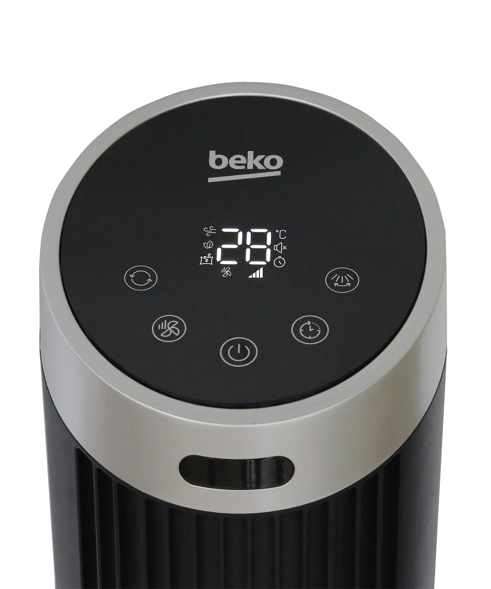 Beko EFW6900B Ventilatore a Torre Digitale, 45W, 4 Velocità, Display LED, Oscillazione 70°, Timer 24h, Nero
