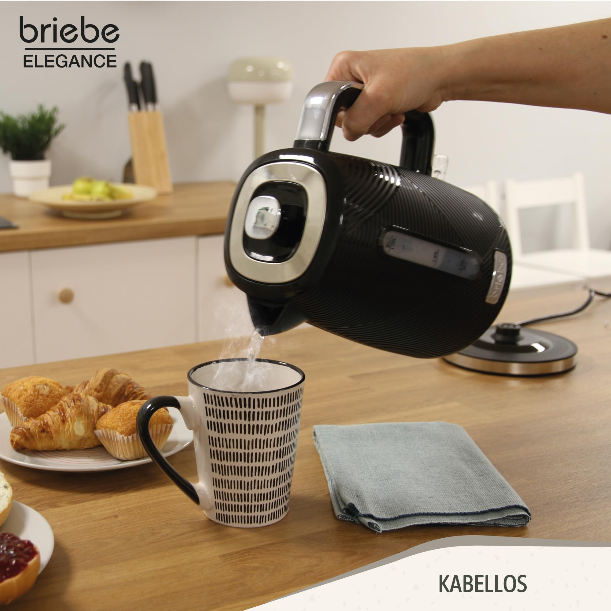 Briebe Elegance Set Brottoaster 2 Scheiben Wasserkocher 1,7L 2200W BPA-frei Filterkaffeemaschine 10 Tassen 1,25L Frühstückspack