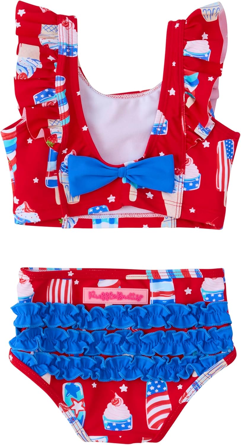 RuffleButts Baby/Toddler Girls UPF50+ Waterfall Tankini Two Piece Swimsuit