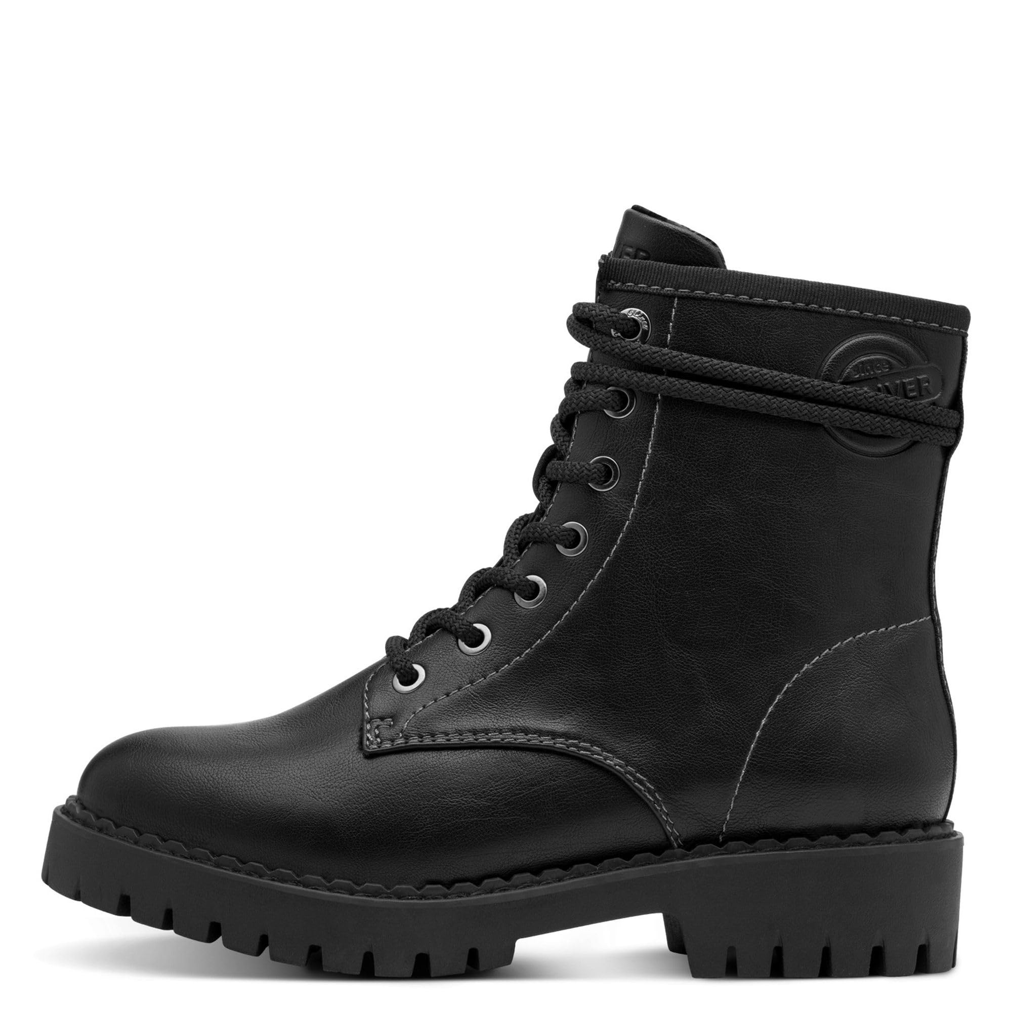 s.Oliver Damen Schnürstiefel ohne Absatz Bequem Vegan, Schwarz (Black), 38 EU