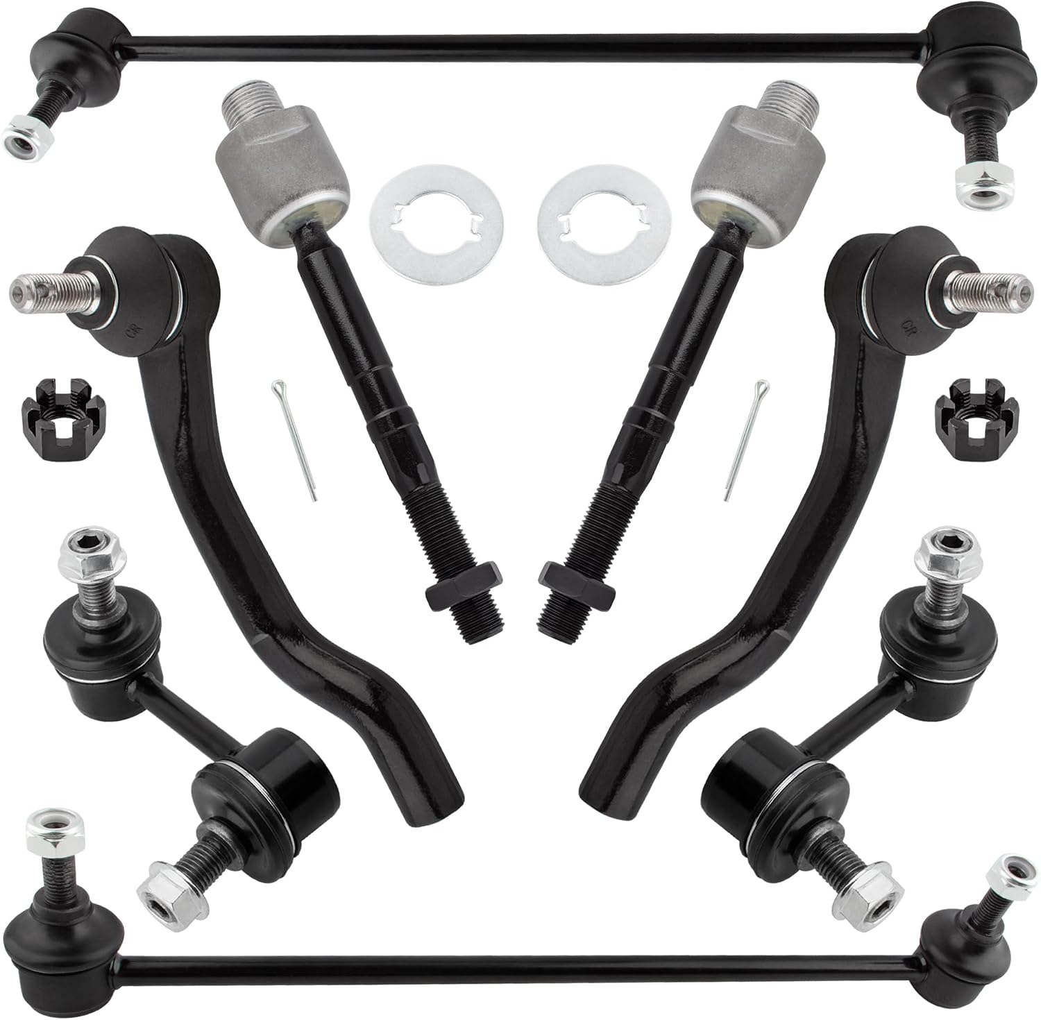8Pc Front & Rear Stabilizer Sway Bar End Links Inner Outer Tie Rods Fit For Honda Civic 2012-2015, For Acura ILX 2013-2016, For Acura ILX 2017-2019 ES800913 K750605 K750604 K750125 K750126