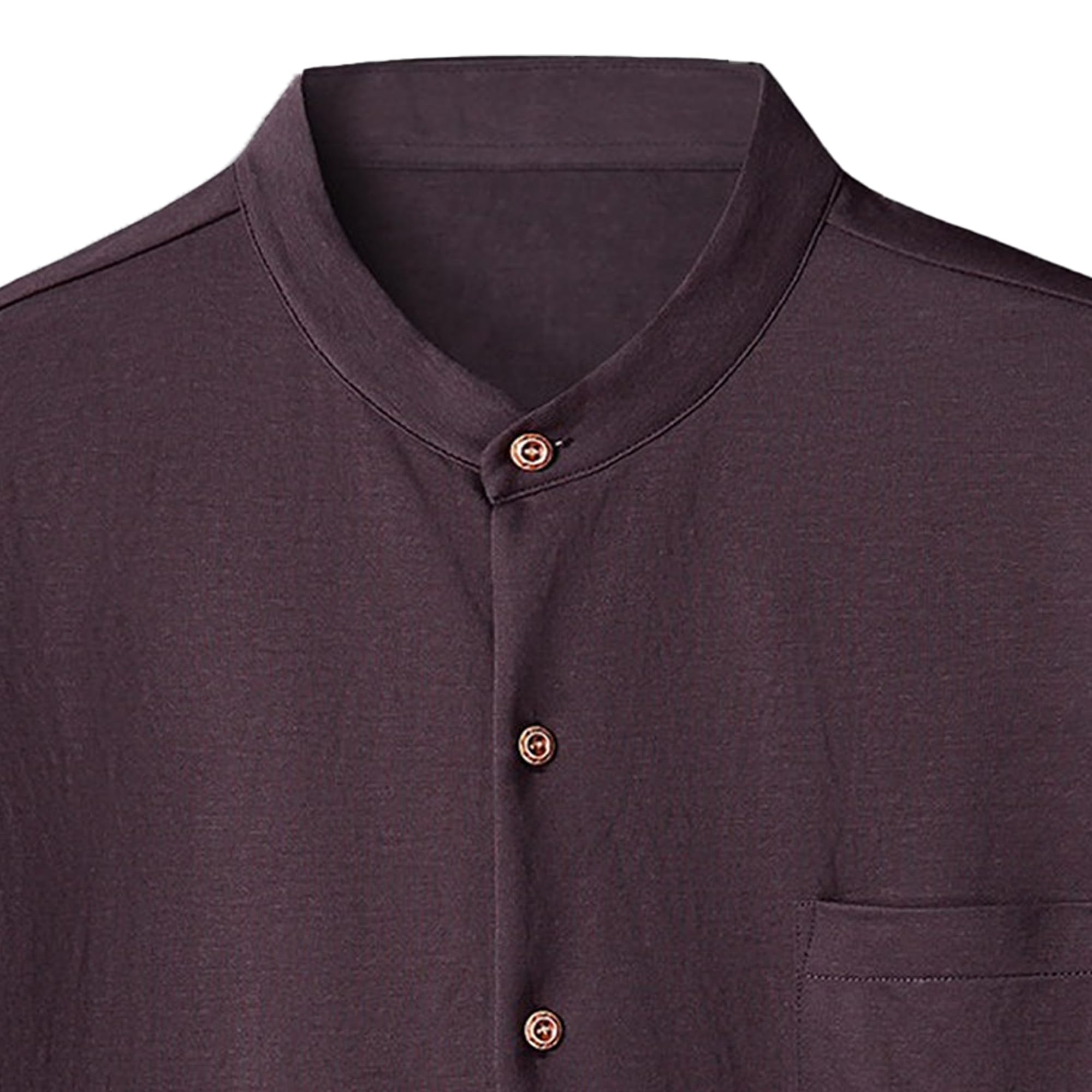 Camisa formal de manga corta con botones para hombre, para uso diario, casual, ajuste regular, texturizada, para verano, cuello alto, camiseta fina