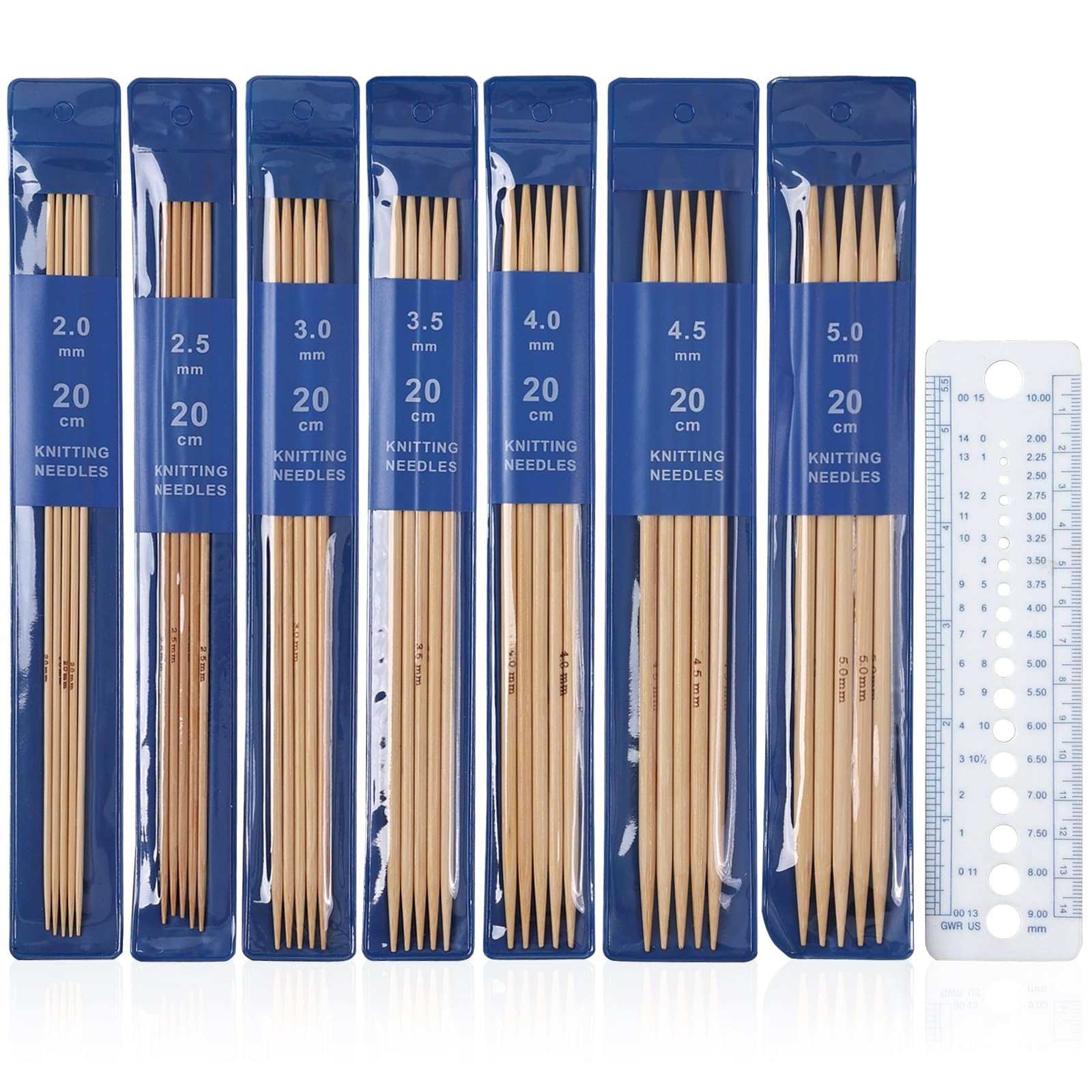 35PCS Knitting Needles Set for Wool, Interchangeable Knitting Needles Set with Seven Sizes, Double Pointed Knitting Needles for Craft Projects DIY Handmade Weaving Accessories Supplies-image-9