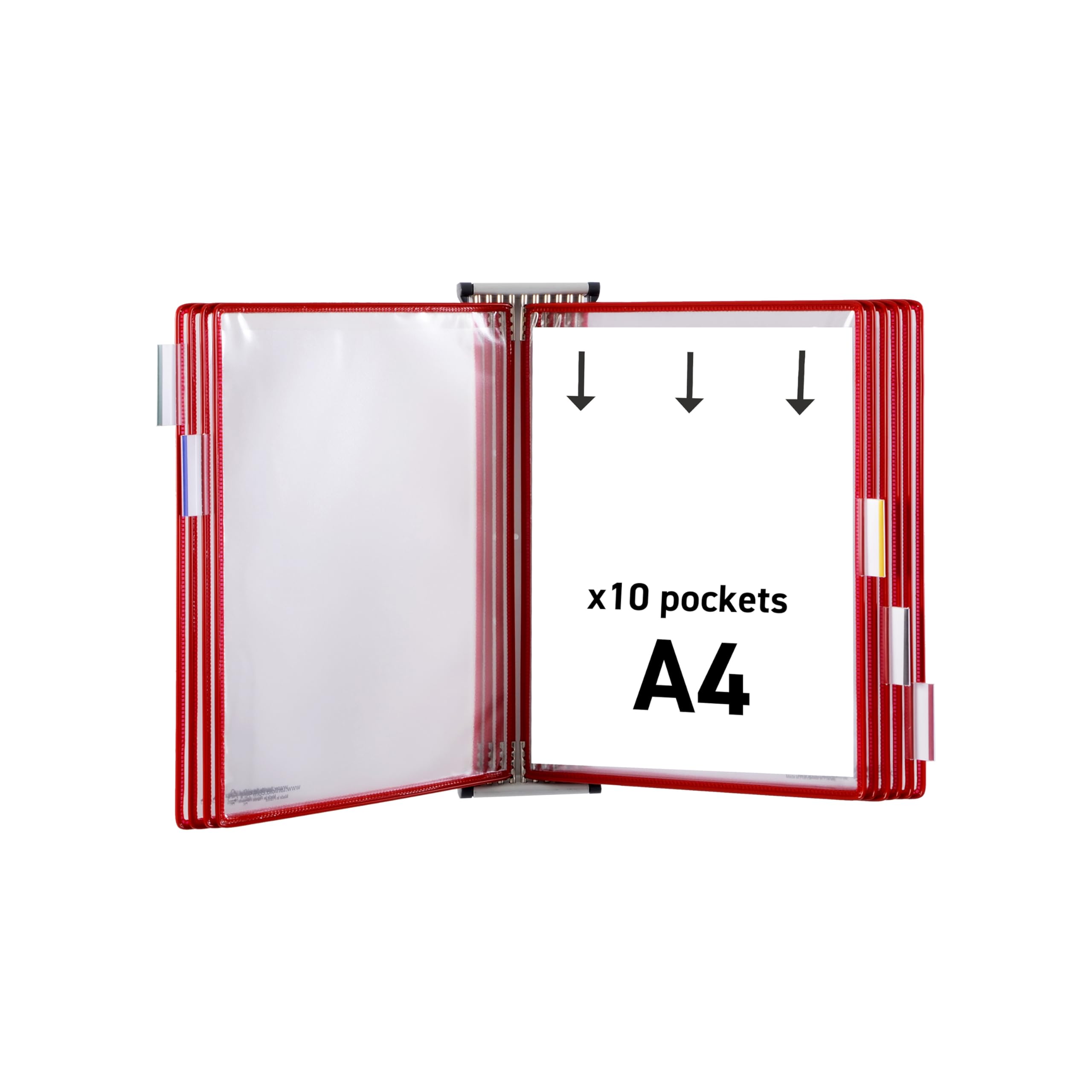 Tarifold Technic Wall Display Unit with 5 Clip-on Index Tabs and 10 Pockets A4 Red Ref 414103