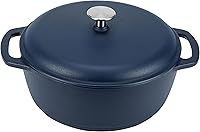 Vista 8 de Yaxa Basics - Olla de horno holandés de hierro fundido esmaltado con tapa, redonda, asas duales, resistente, grande, 7.3 cuartos de galón