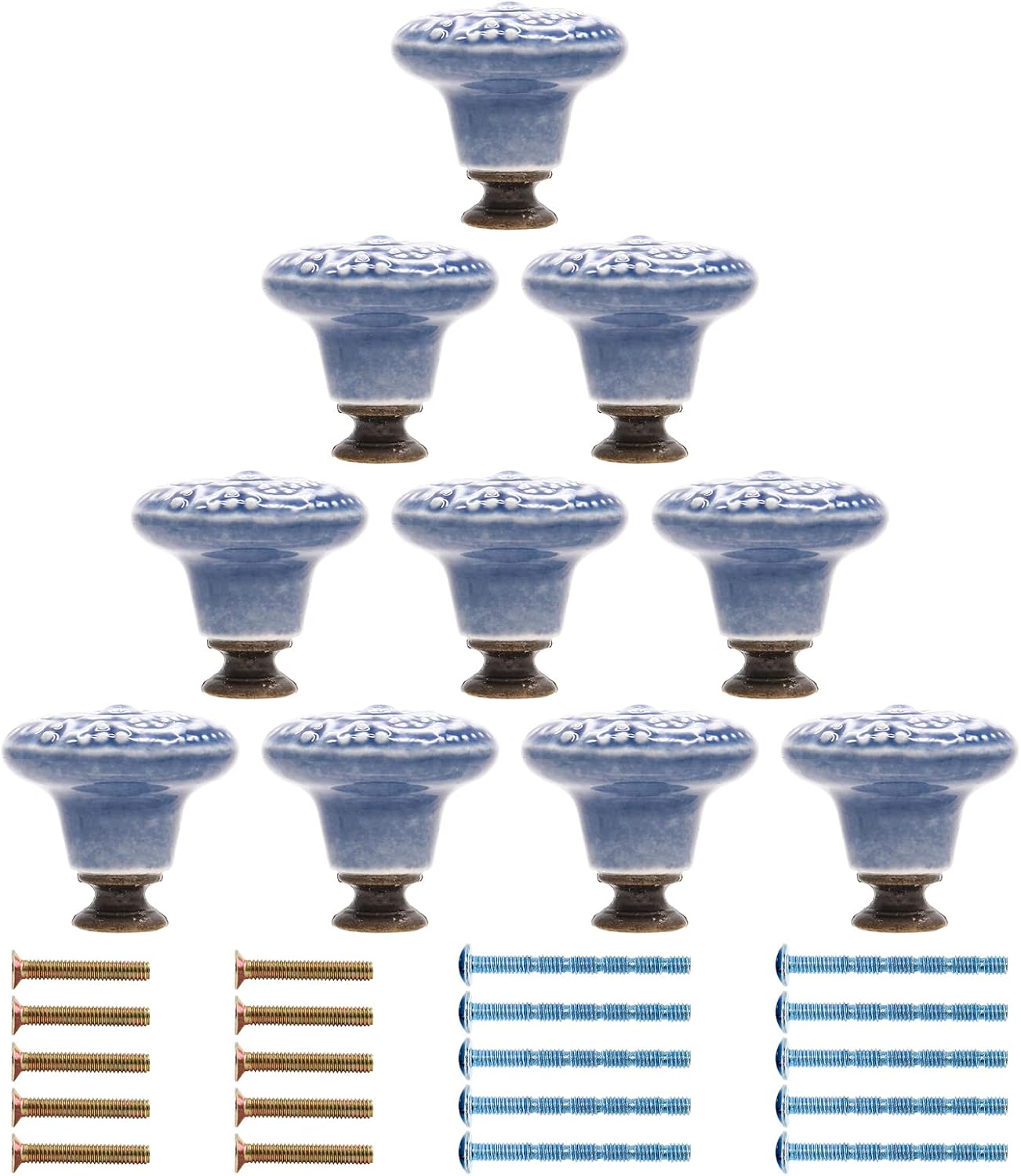 Piutouyar Light Blue Ceramic knobs, Kitchen Cabinet Knobs, Retro Dresser Knobs, Drawer Knobs, Furniture Knobs and Pulls for Drawer, Dressers, Cupboard, Closet, 34mm / 1.3Inch Diameter(10Pcs)