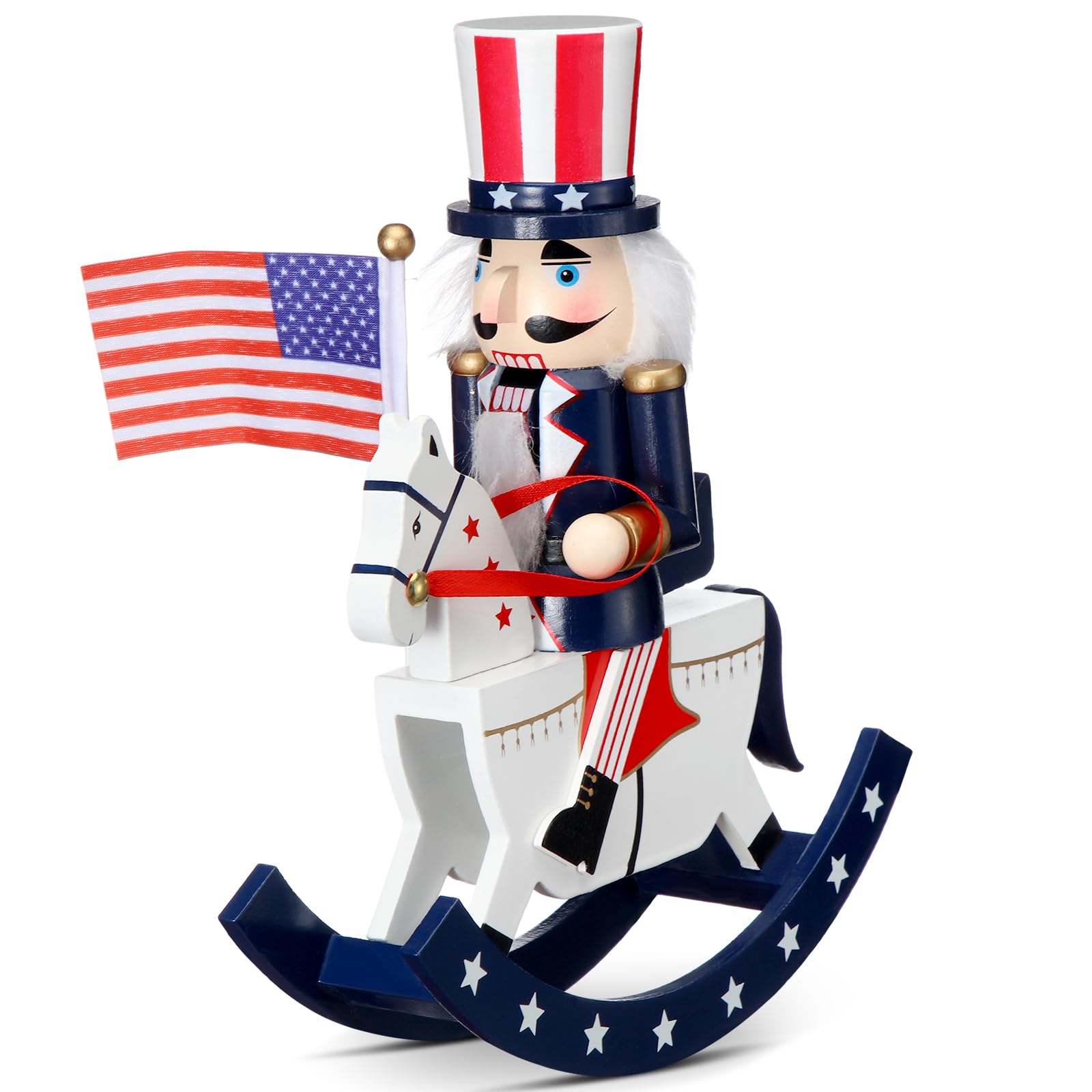 10in Christmas Nutcracker Wooden Nutcracker Figures, Patriotic Style